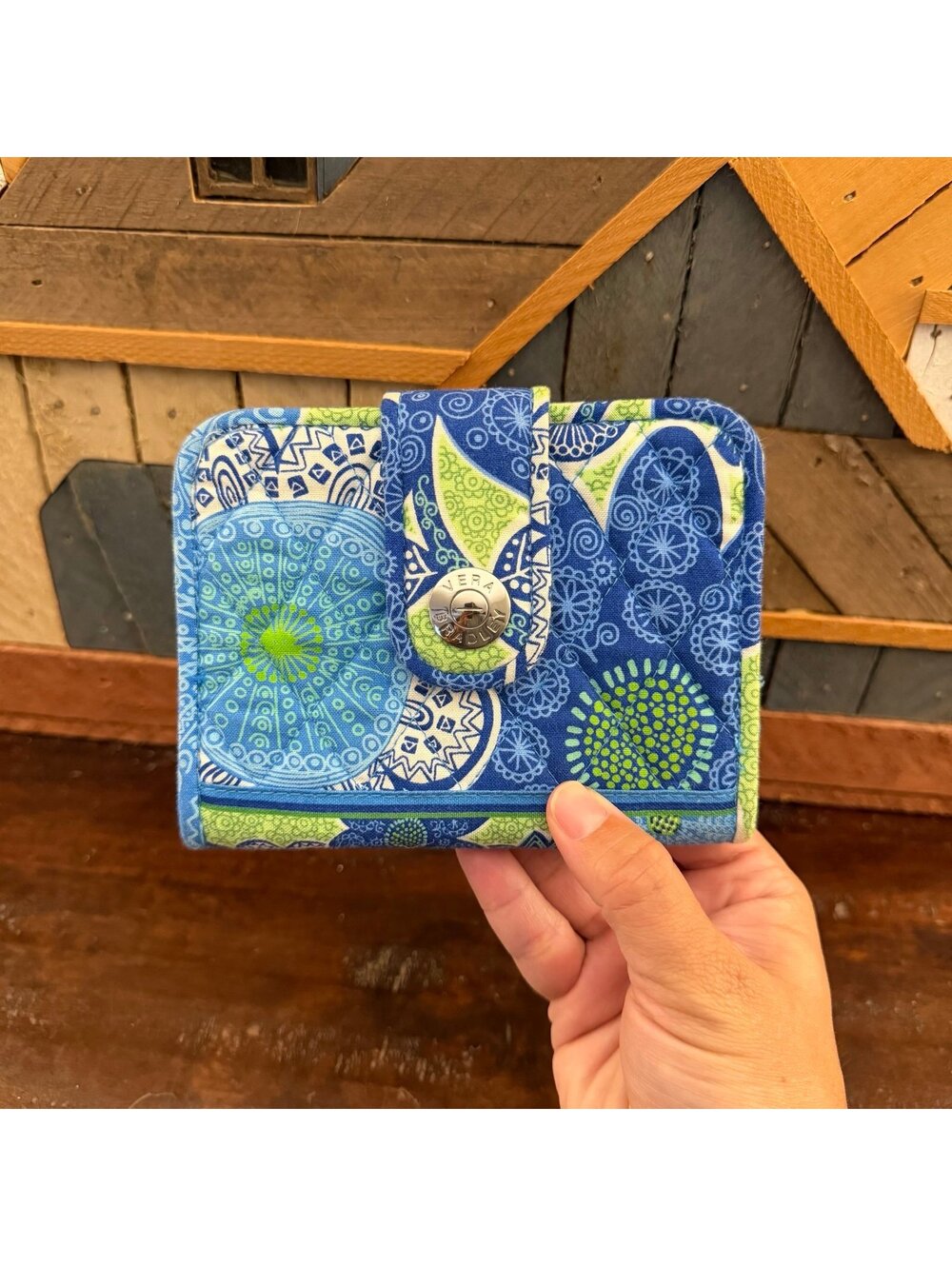 Vera Bradley Quilted Snap Wallet‎ Maritime Medallion Retired